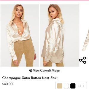 Prettylittlething champagne satin button front